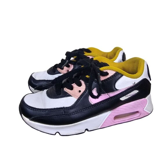 Nike Air Max 90 Leather Sneakers GS Sz 3Y Black Light Arctic Pink Activewear - Picture 1 of 9
